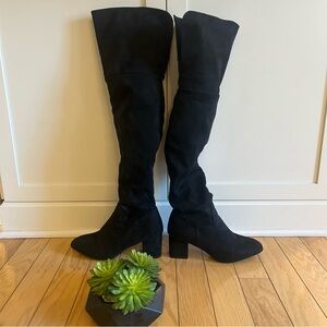 Women’s Black Tall Suede Boots, Size 8